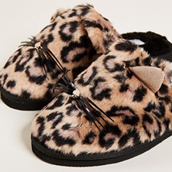 Kate Spade Leopard Kitty Slippers NWOB - Picture 3 of 8